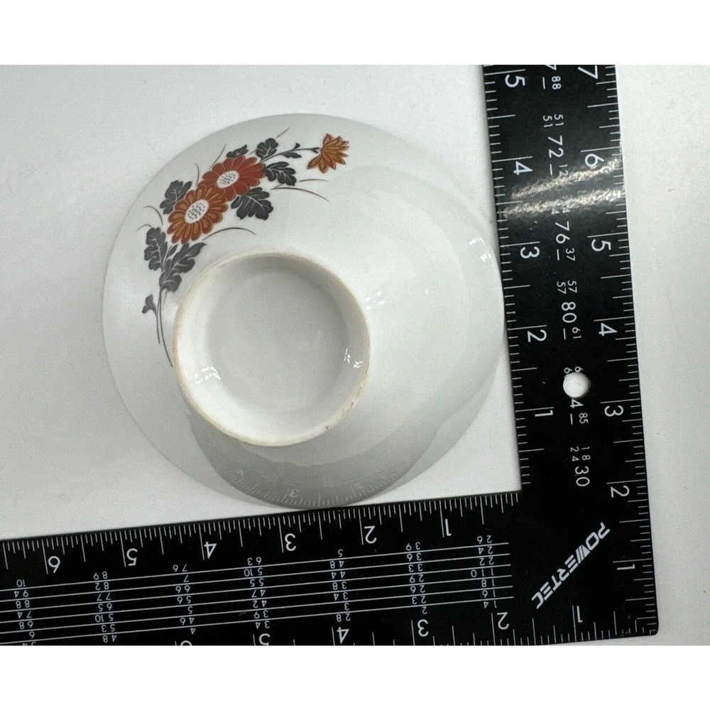 Rice Bowls Set of 4 Japanese Porcelain Vintage Red Poppy Floral Gold‎ Trim